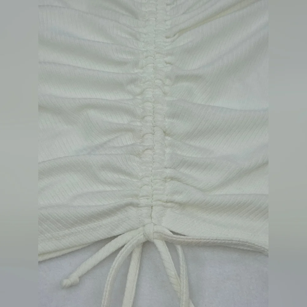 Curvy Sense 3X Ruched Midi Skirt in White 2606-U